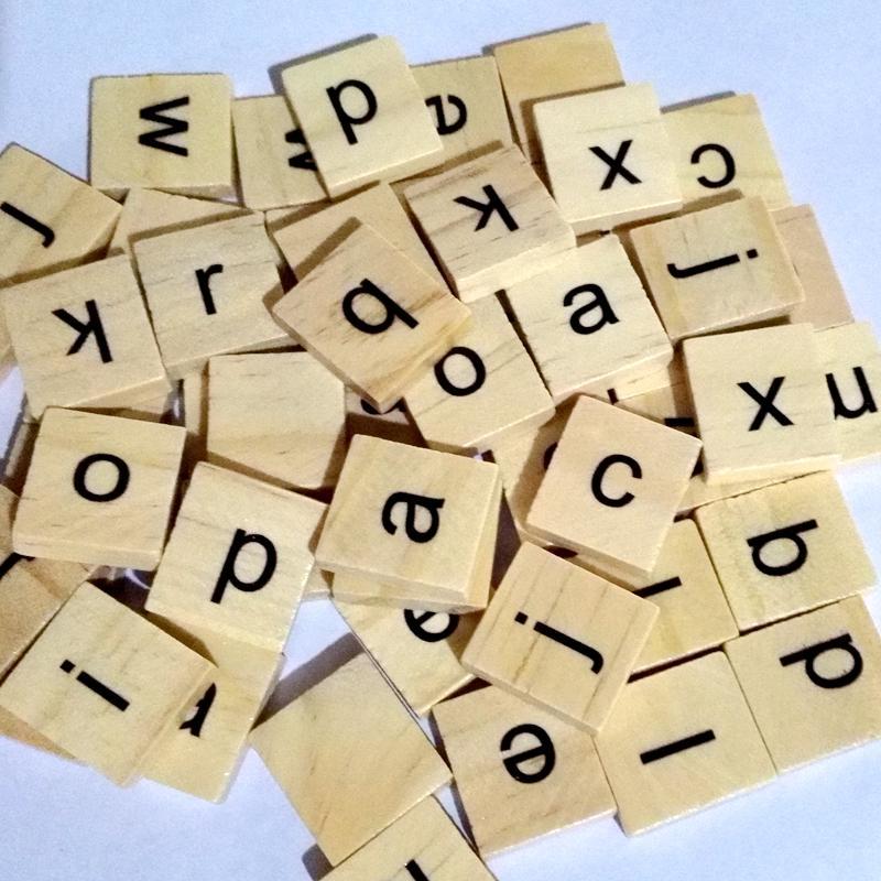 200 Pieces Wood Number Letters Tile Puzzle Blocks for Scrapbooking DIY Kids Crafts Game Toys