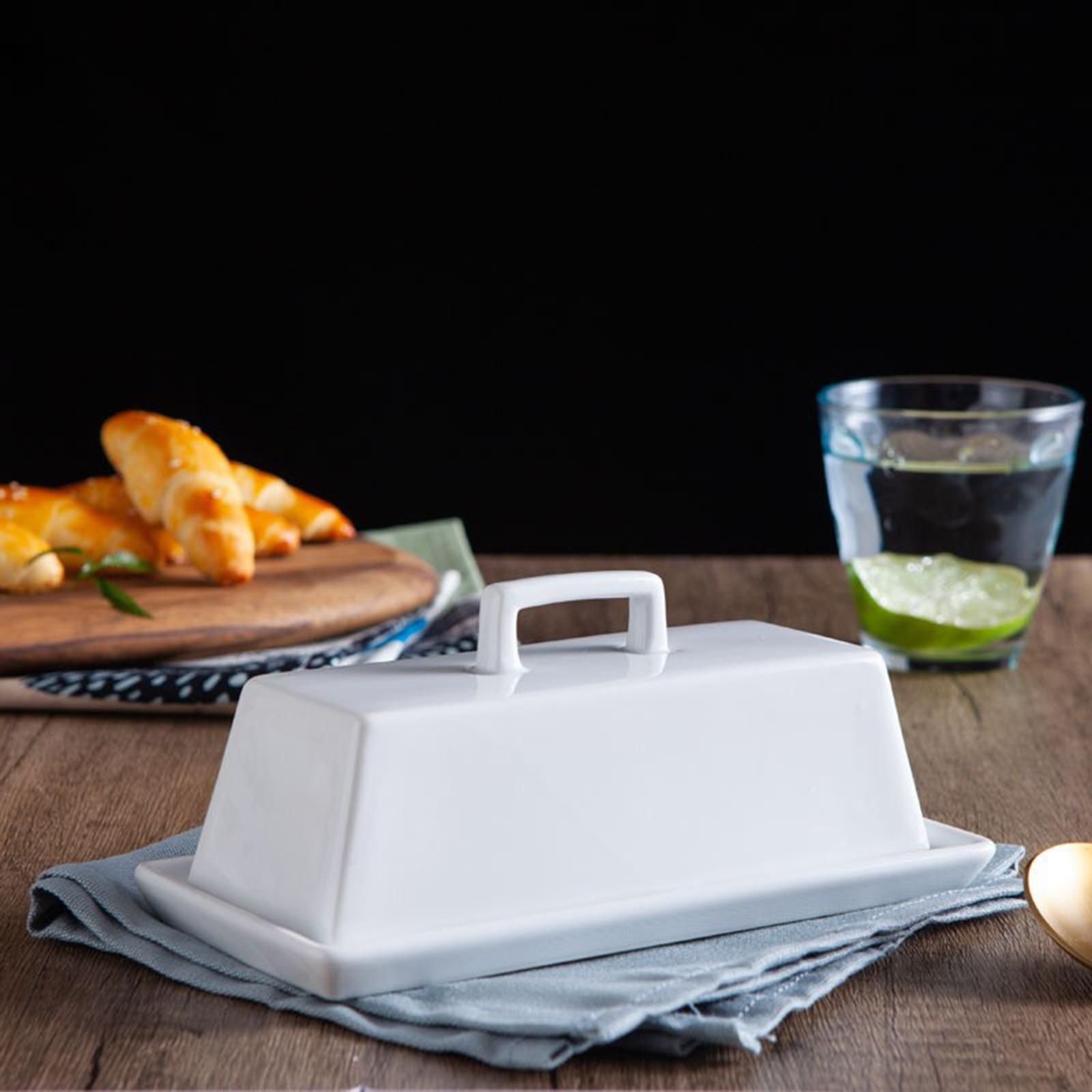 Ceramic Keeper Butter Dish with Lid for Microwave Refrigerator Countertop