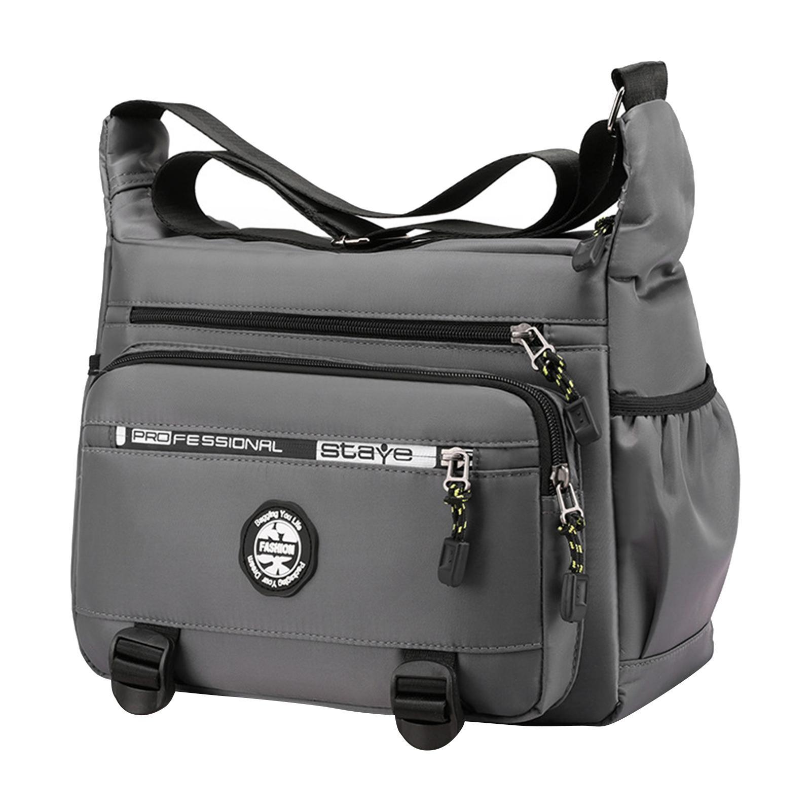 Men Shoulder Bag Crossbody Bag Zipper Waterproof Large Capacity Handbag Black