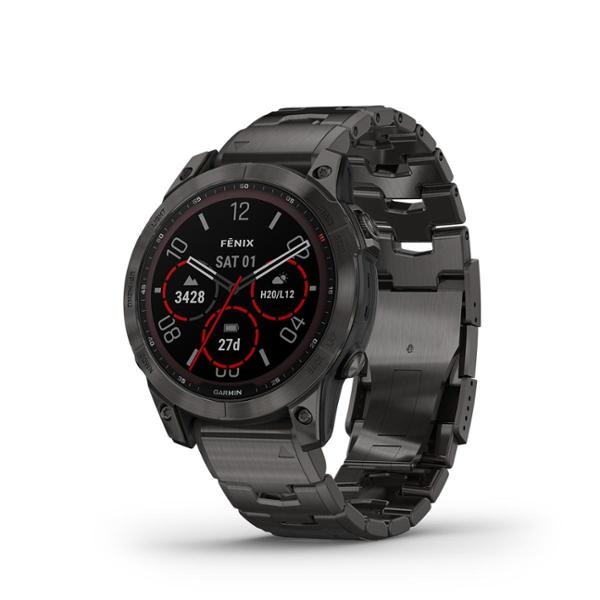 Đồng hồ thông minh fenix 7X, Sapphire, Solar, Màu xám Carbon viền Titanium với dây Silicone, - Hàng Chính Hãng