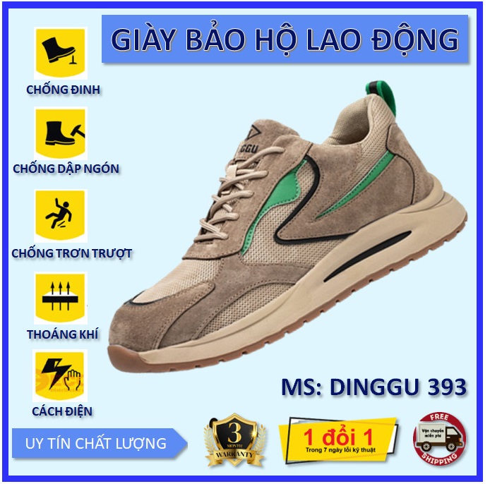 Giày bảo hộ lao động DINGGU 393, Kiểu dáng Thể thao, Trẻ trung, Thời trang, Thoáng khí, Mũi giày bọc thép chống va đập, Đế giày bọc thép chống đinh, Chống trơn trượt. Mẫu mới 2023. Nhập khẩu Trung Quốc