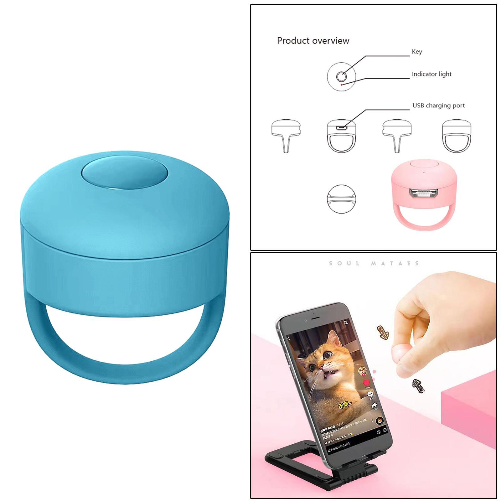 Bluetooth Fingertip Video Controller Page Turner Blue