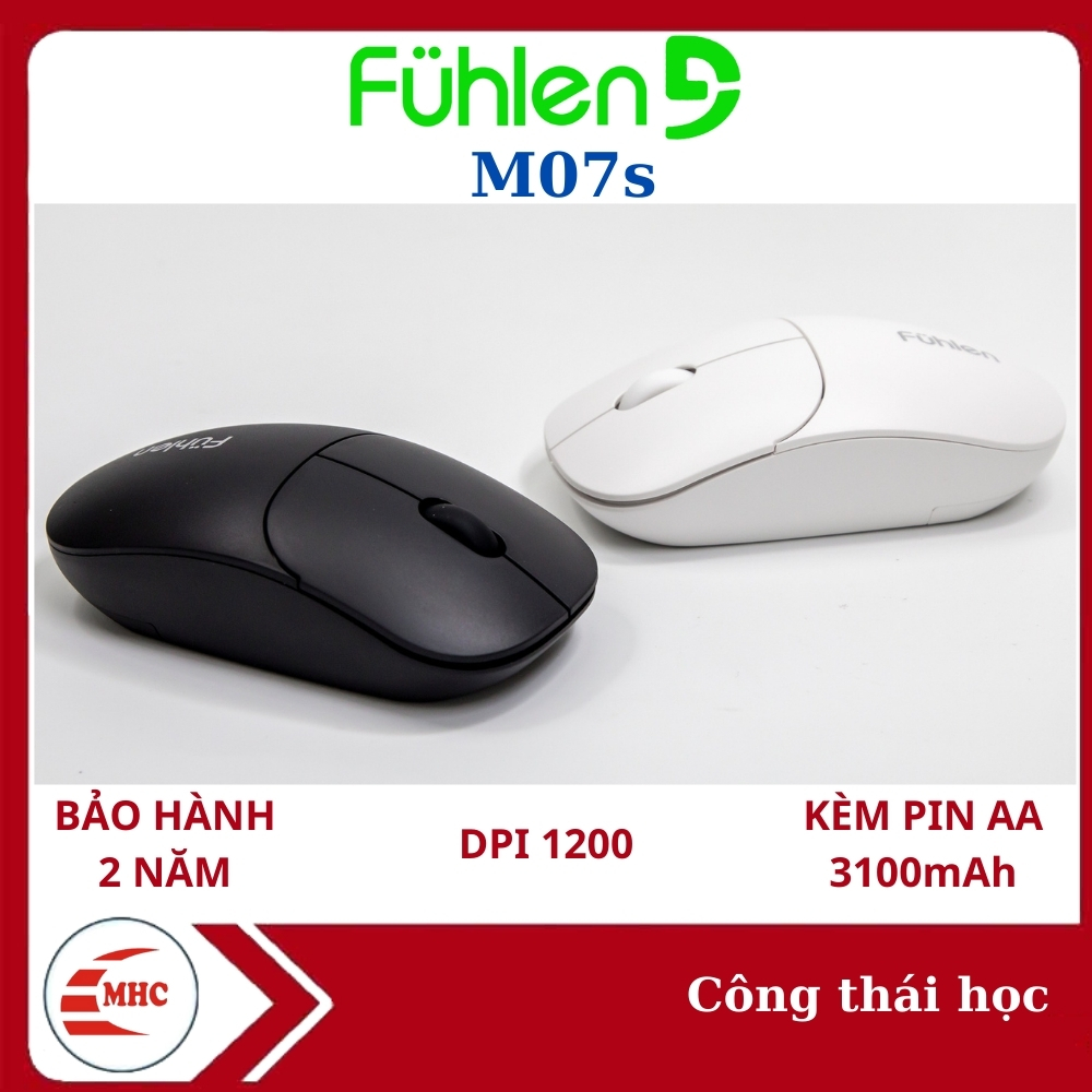 Chuột không dây Fuhlen M07s Wireless, Công thái học, Tặng kèm pin- Hàng chính hãng