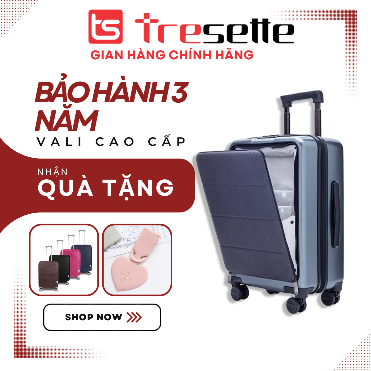 [SIZE 20 INCH] Vali khóa kéo nhập khẩu Hàn Quốc Tresette 0618 sọc ngang sang trọng