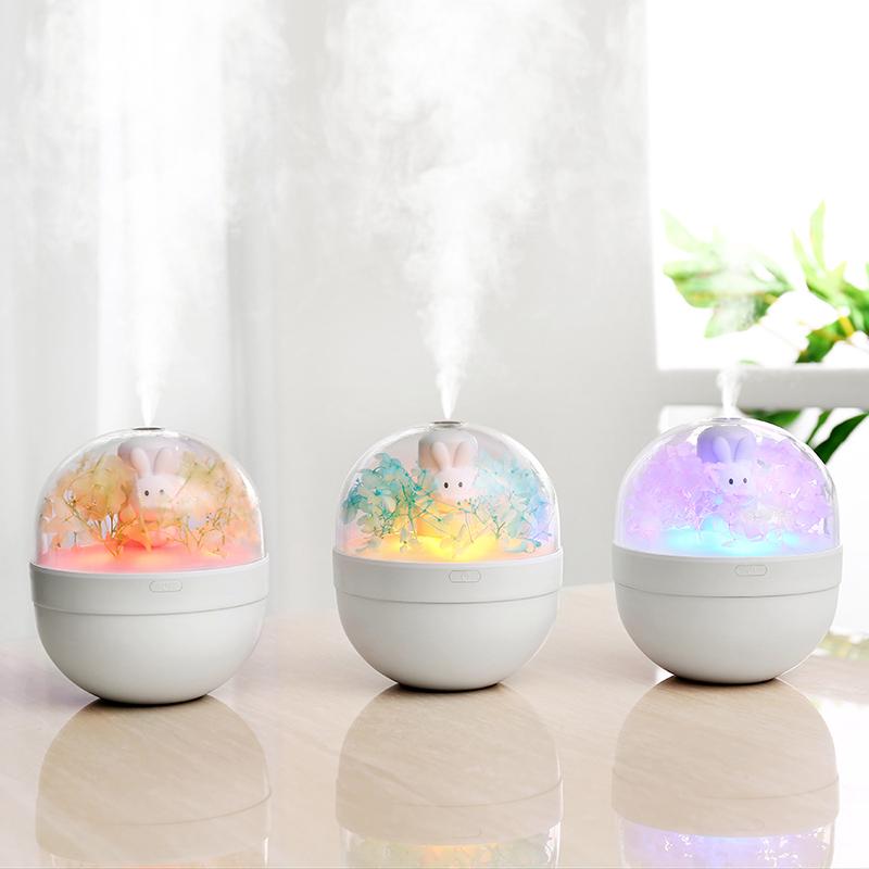 Sạc Máy Phun Sương Tạo Độ Ẩm Ngọt Thỏ Bất Diệt Hoa Tinh Dầu Khuếch Tán Tinh Dầu Lộc Không Khí Phun Sương Tạo Ẩm Hình Ếch Con LED Nhiều Màu Sắc Nước Bổ Sung