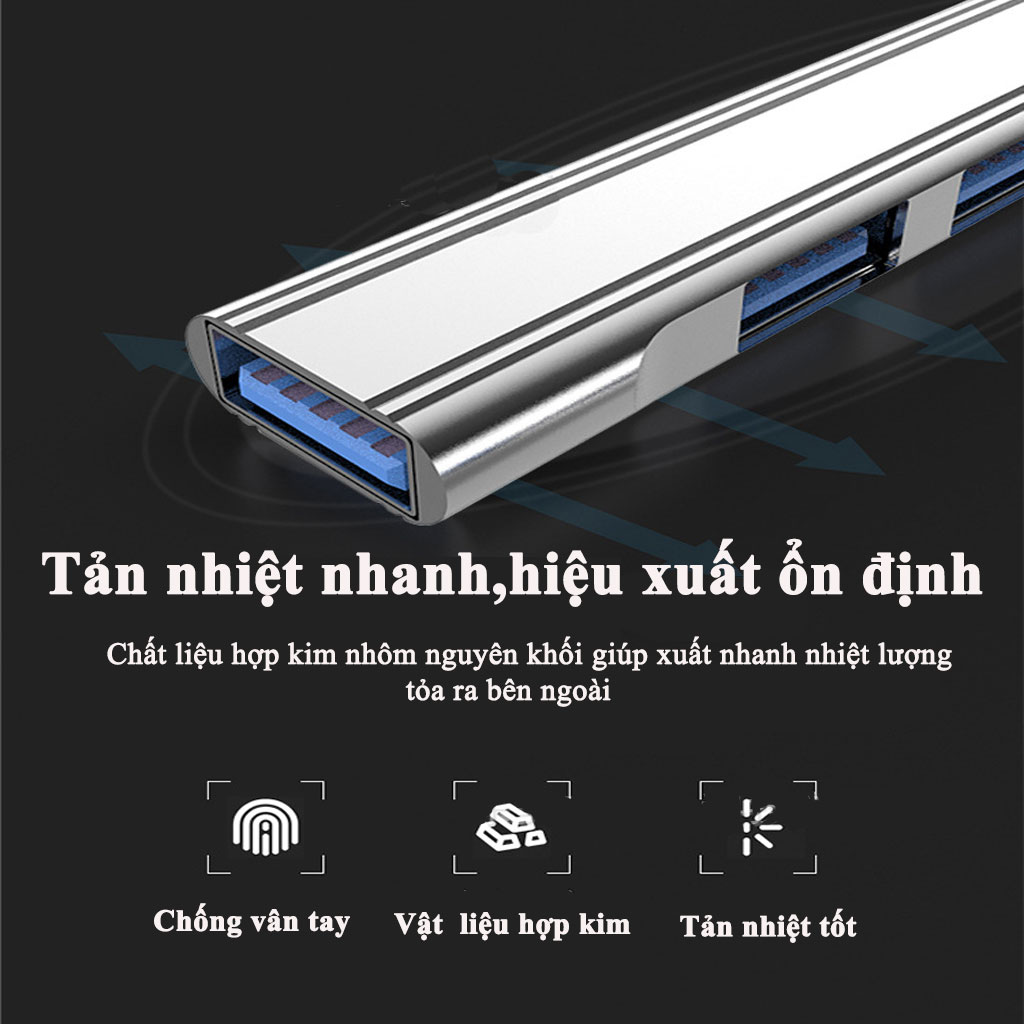 Bộ chia Hub Type C Sang 4 Cổng USB 3.0 và 2.0 ESSAGER .Hàng chính hãng