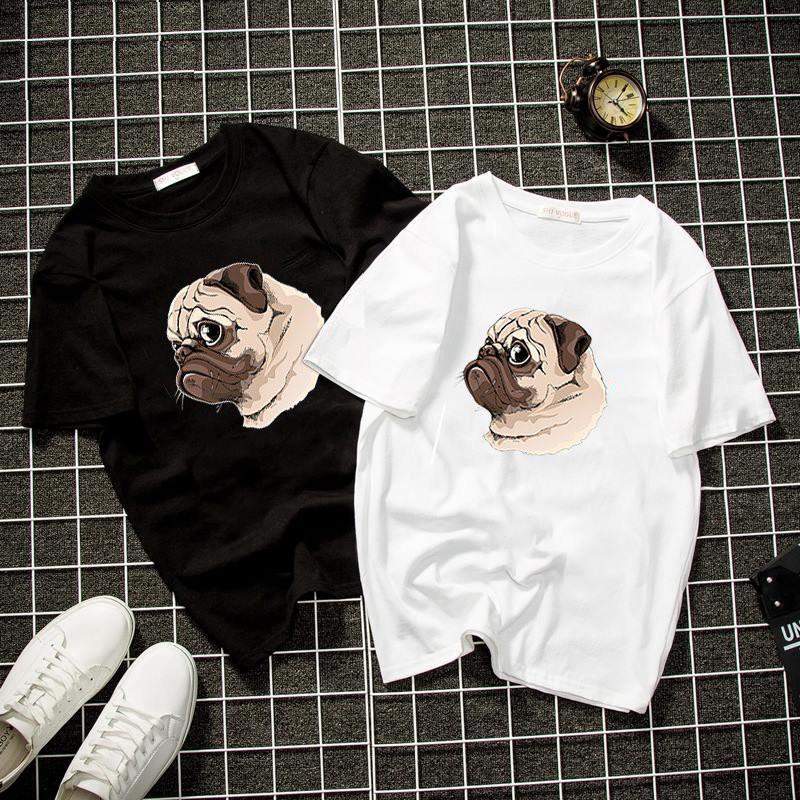 Áo thun unisex form rộng chó pug dễ thương vải dày mịn đẹp 2019T1941