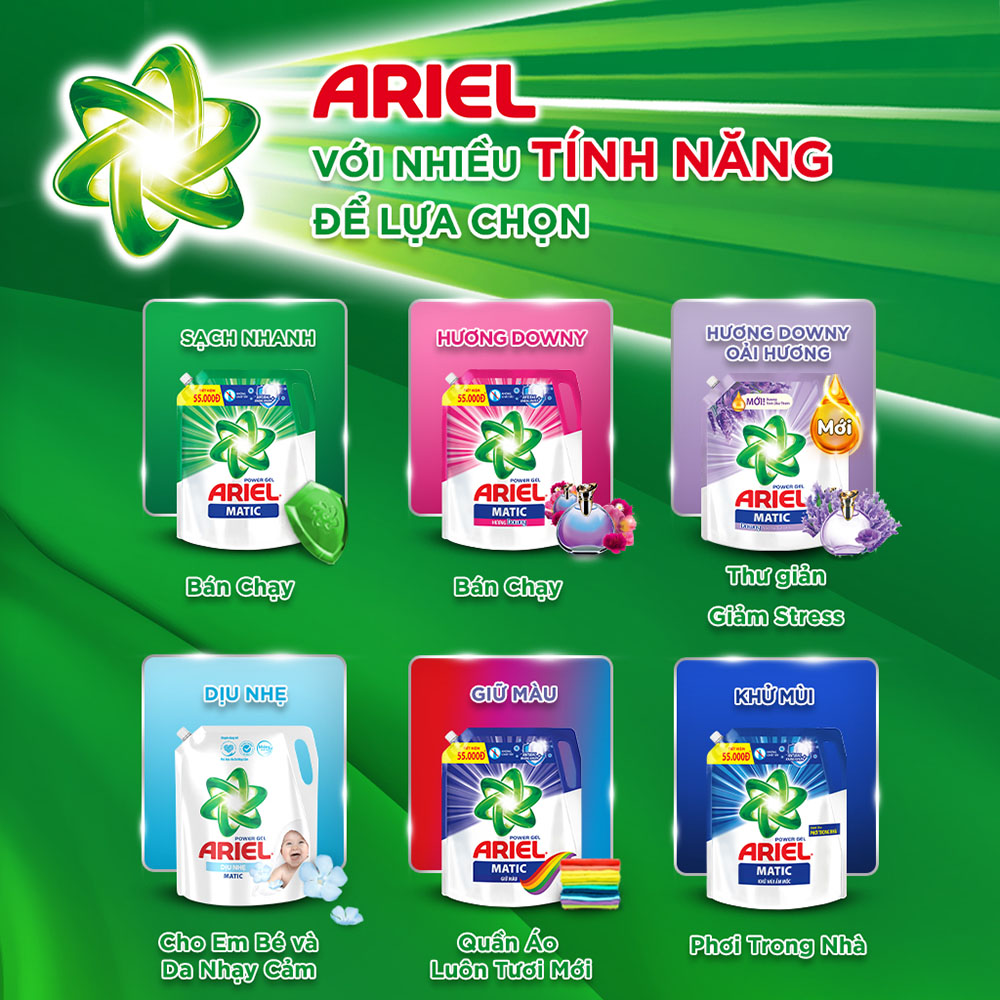 Combo 2 Nước Giặt Ariel Matic Hương Downy 3.2kg