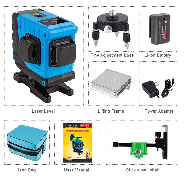 Máy bắn cốt, thăng bằng Laser Noyafa NF-112G cao cấp. Noyafa NF 112G 12 Lines 3D Green Laser Level Meter. Noyafa NF-112G Self-Leveling Cross Line Laser Level with Horizontal and Vertical Lines