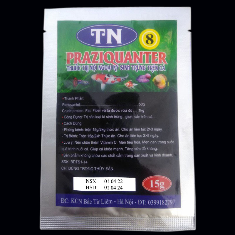 Đặc Trị Nội Ngoại Ký Sinh Trùng, Giun, Sán Trên Cá TN8 loại tốt 15gr