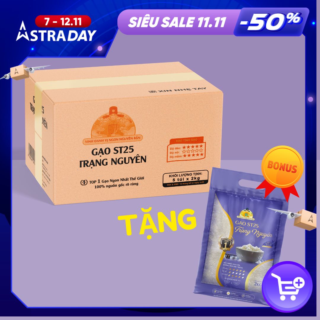 Gạo Đặc Sản ST25 Trạng Nguyên – Dẻo nhiều, dai cơm, thơm dứa - Chuẩn HACCP, VietGAP