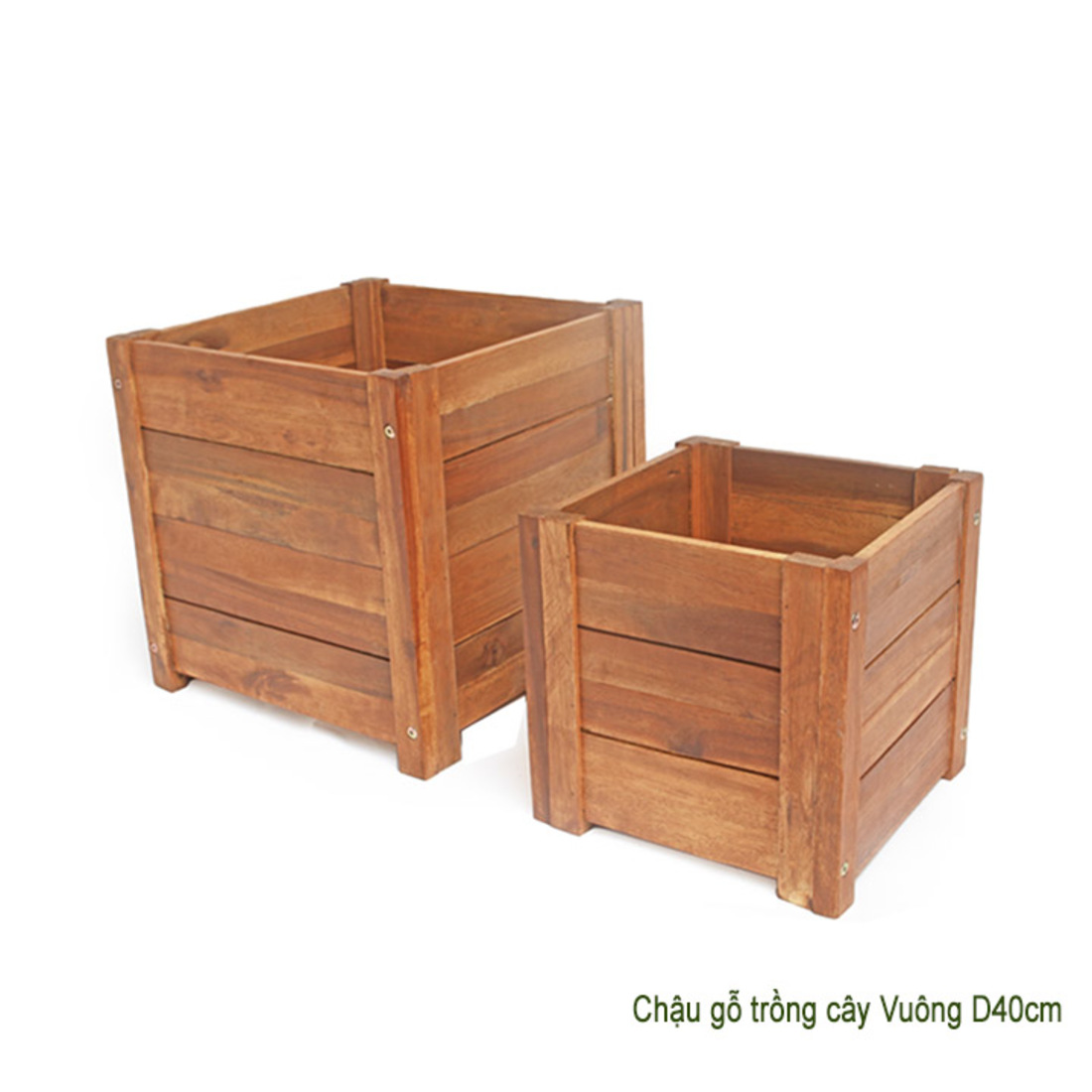 Chậu gỗ trang trí nội thất ban công Greenhome chịu nước tốt- màu gỗ tự nhiên- D40xR40xC40cm - xếp gọn dễ dàng vận chuyển và lắp đặt- chắc chắn, độ bền lên đến 2 năm