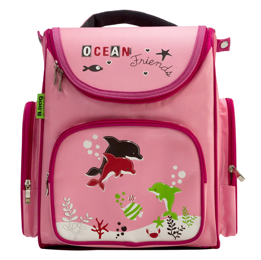 Cặp Học Sinh Chống Gù Ocean Friends B.BAG B-12-017 (28.8 x 36.5 m) - Hồng Nhạt