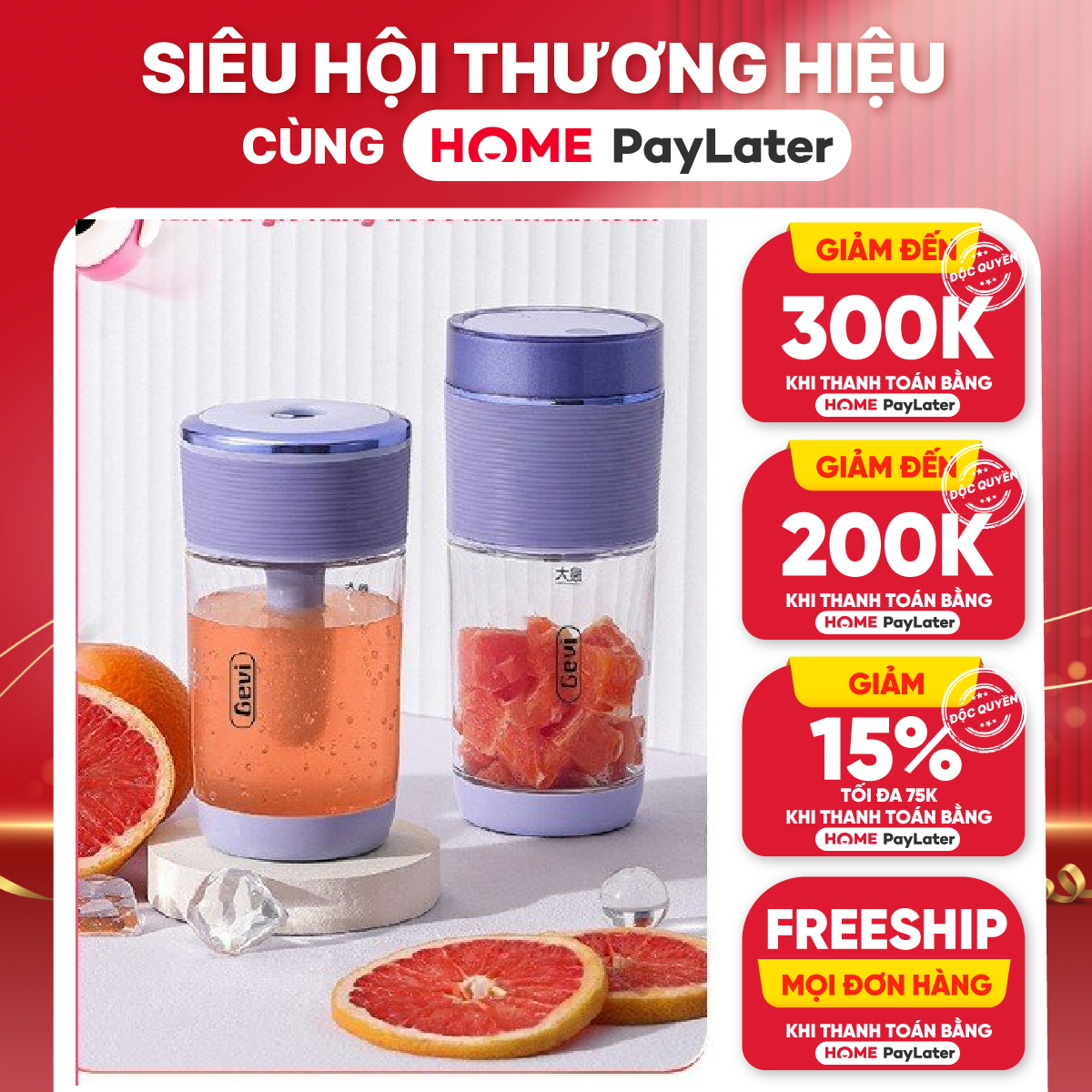 Máy Xay Sinh Tố Cầm Tay GEVI - Hàng Chính Hãng