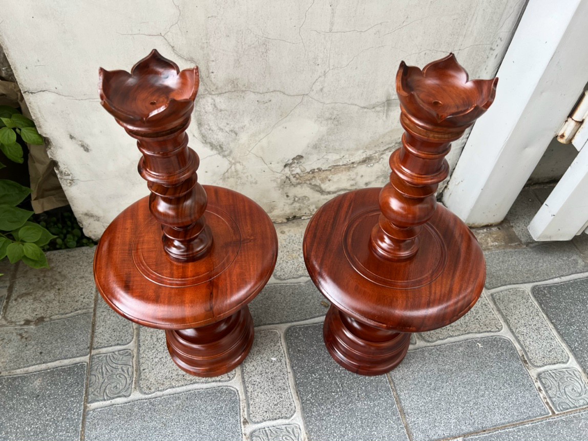 Cặp chân đèn cầy,chân đèn thờ gỗ tràm tự nhiên nhiều kích thước