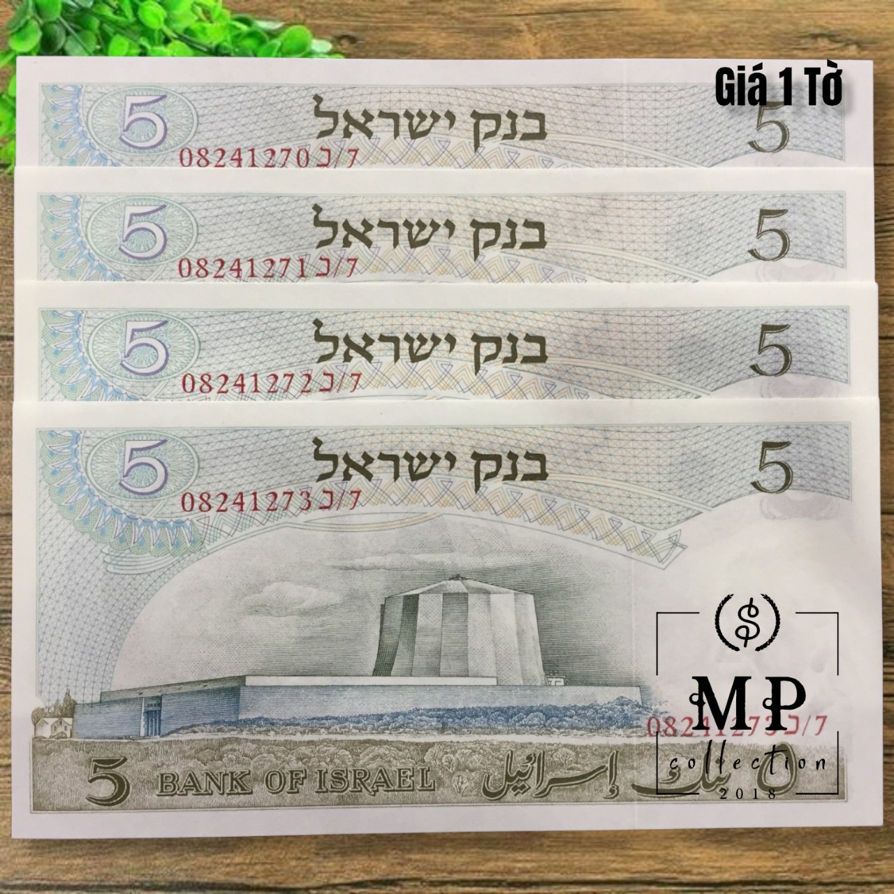 Tiền Israel 5 Sheqels 1968 , chân dung thiên tài toán học Albert Einstein, mới 100% UNC, tặng phơi nilon bảo quản