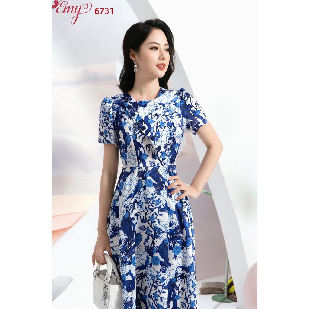 Đầm EMY EM6731 Xoè Cổ Cách Điệu