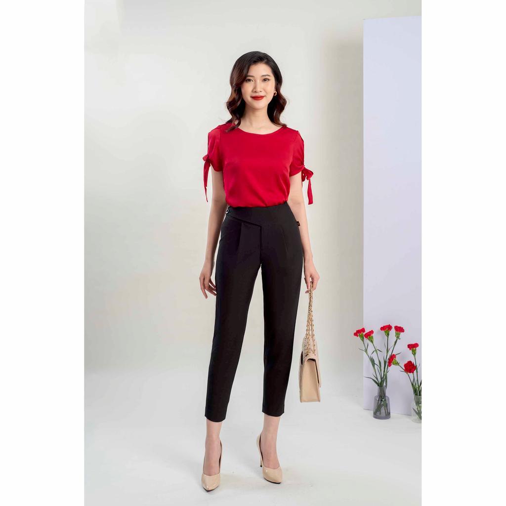 Quần Suông cơ bản Đính Hai Cúc Nhựa MMOutfit Q1020313