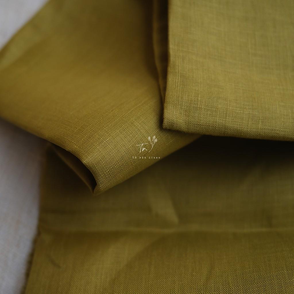 Vải Linen Tưng - Greenish Mustard