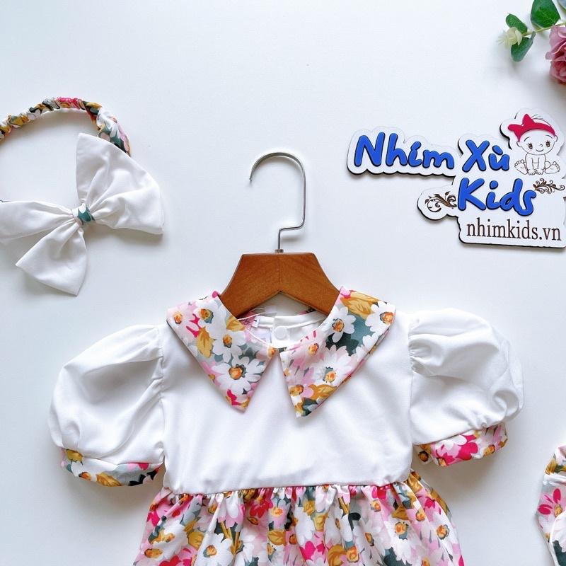 Body Cổ Sơ Mi Hoa Lụa Mềm - Mát Cho Bé Gái 3 Đến 12kg