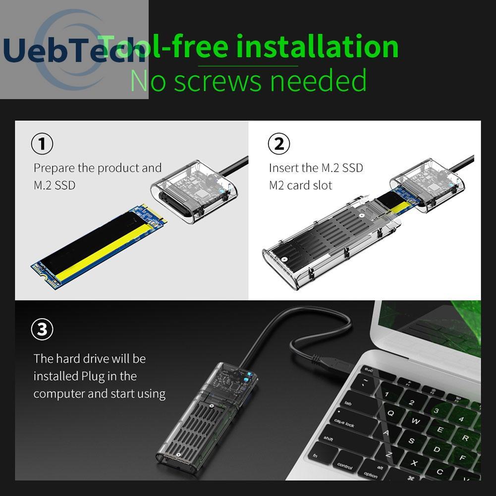 Hộp đựng ổ cứng Uebtech M2 SSD M.2 sang USB3.0 Gen 1 5Gbps SATA NGFF SSD