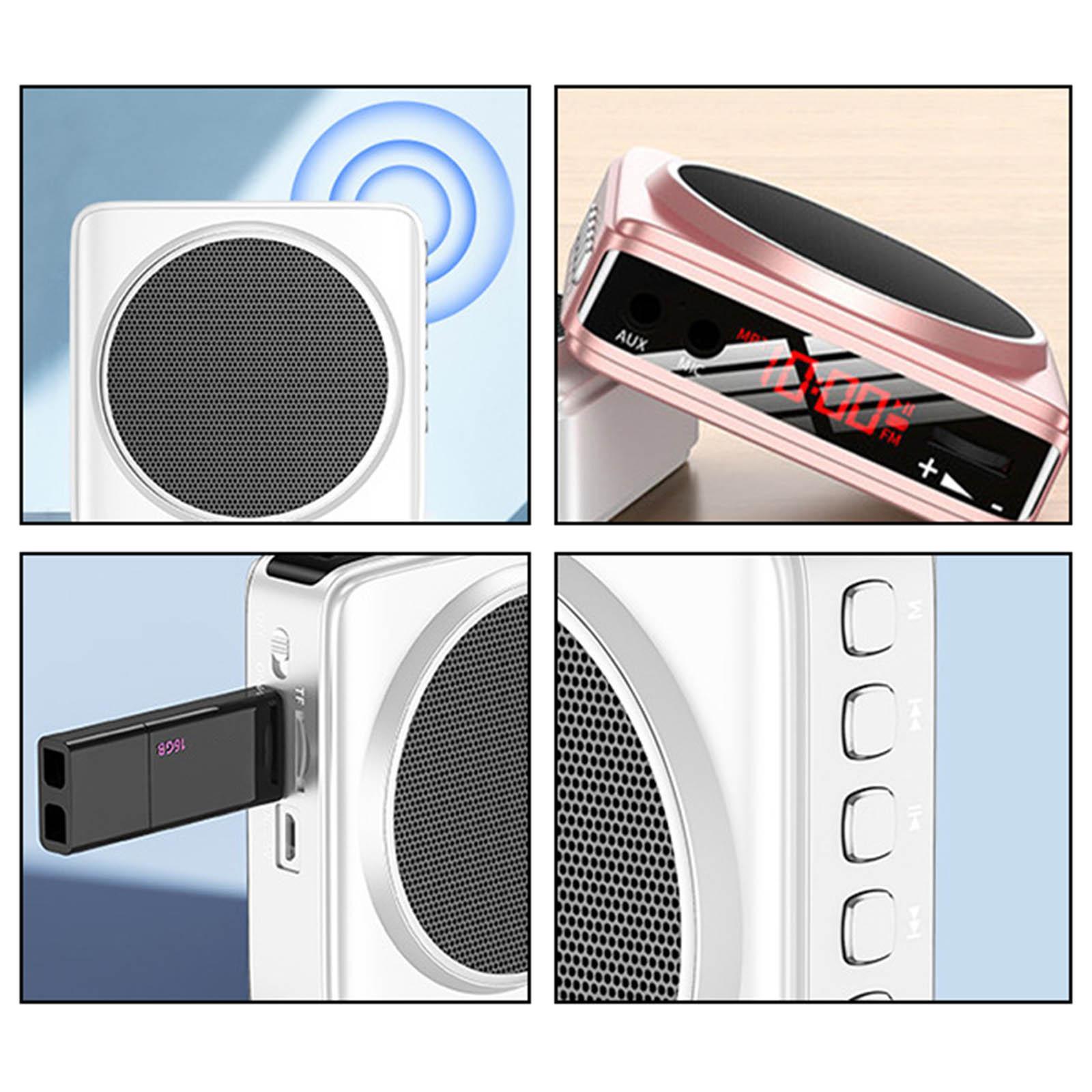 Voice Amplifier with Mic Support USB TF Card for Tour Yoga Teacher Black