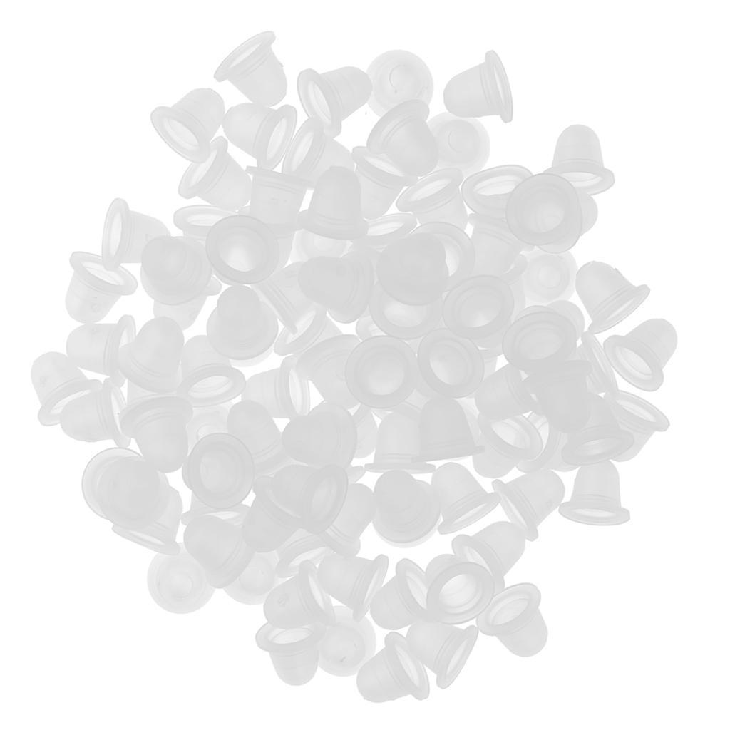 200pcs Microblading Pigment Cup Caps Silicone Ink Holder Tattoo Supply
