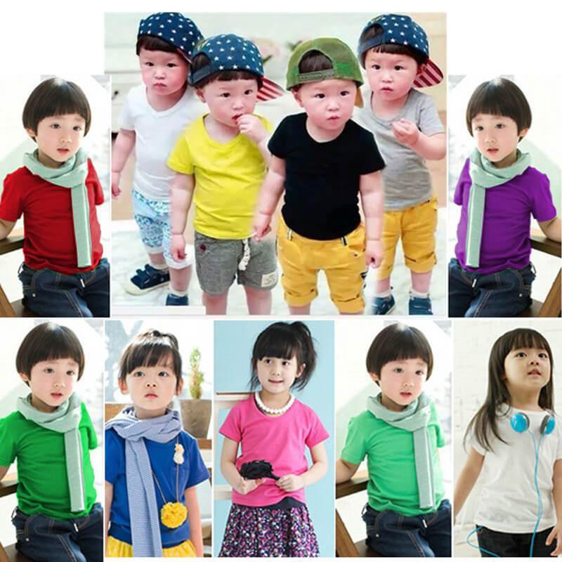 combo 5 áo thun trơn đủ màu cho bé vải cotton