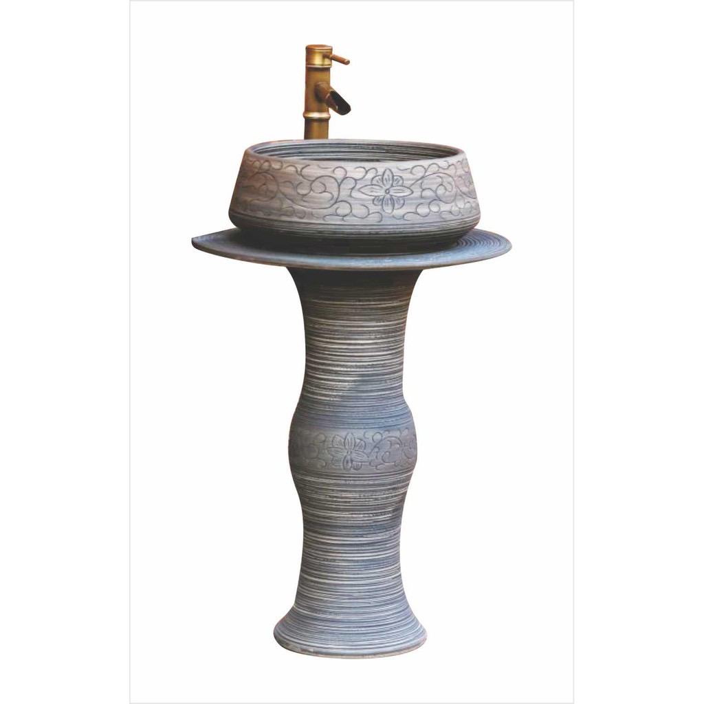 Chậu sứ Mỹ thuật - Lavabo chân Mỹ nghệ
