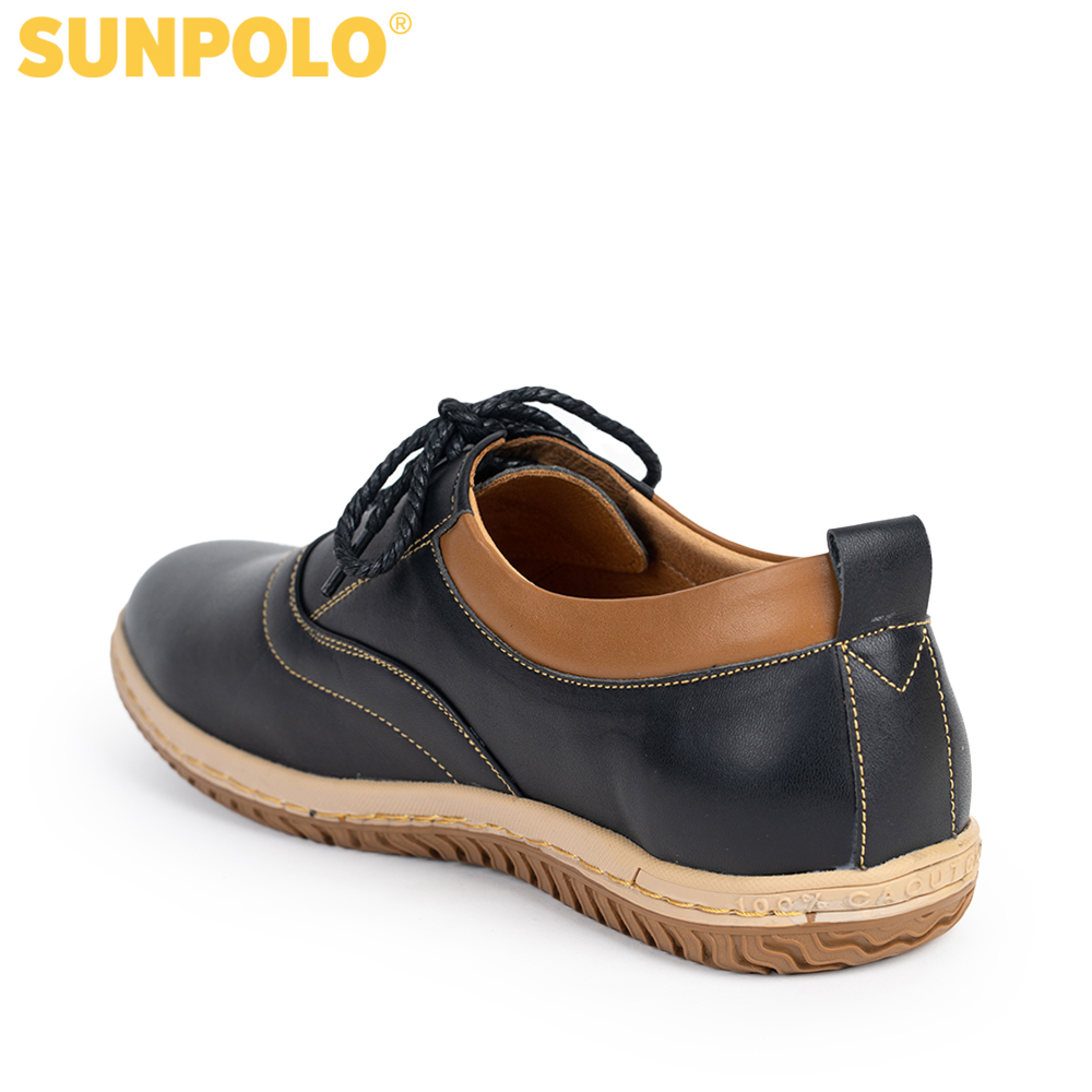 Giày nam Da bò Buộc dây SUNPOLO SPH424 (Xanh navy, Nâu)