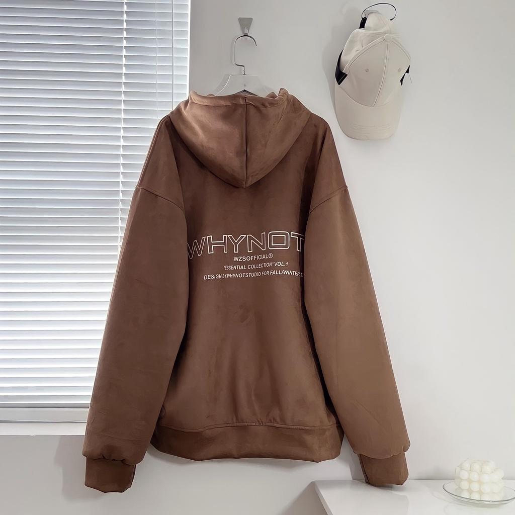 Áo Hoodie Nỉ Ngoại Nam Nữ WHY NOT Logo Ngực Mũ Rộng