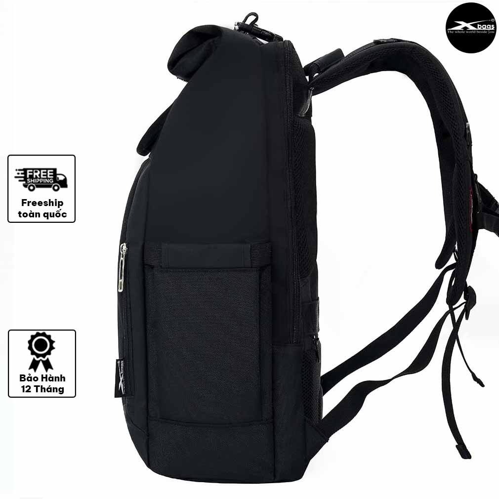 Balo du lịch Xbags Dark Bear 1202 nắp cuộn màu đen