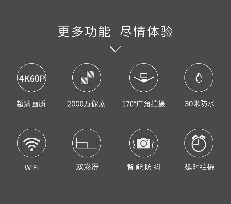 Máy ảnh hành động chống lắc WiFi 4K 60fps Màn hình kép 170 ° góc rộng 30m Máy ảnh thể thao chống thấm nước với điều khiển từ xa
