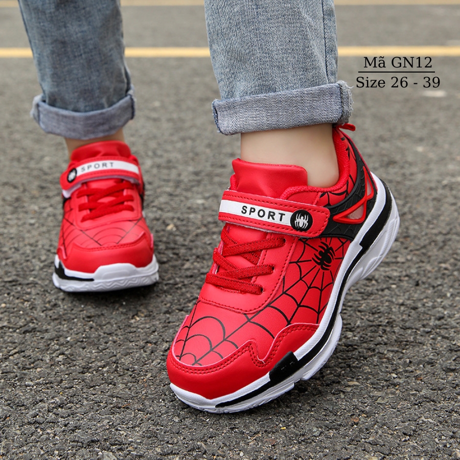 Giày siêu nhân Spiderman bé trai 3 - 12 tuổi siêu nhẹ kháng khuẩn phong cách Hàn Quốc đi học đi chơi GN12