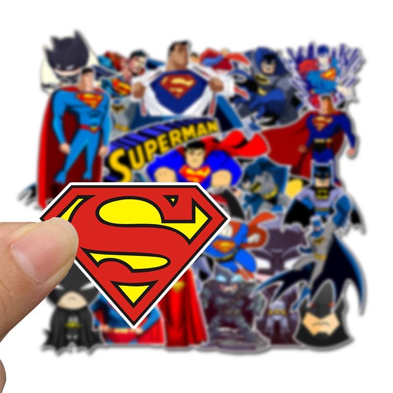 Sticker Super Man và Batman trang trí mũ bảo hiểm, đàn, guitar, ukulele, điện thoại laptop