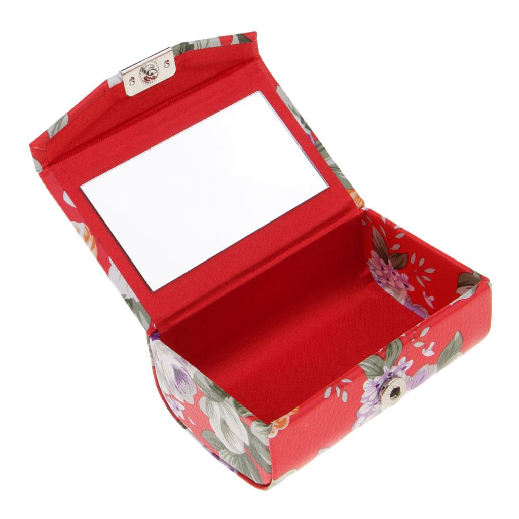 Da Son Môi Lip Gloss Case Hộp Lưu Trữ Hộp Trang điểm Với Gương