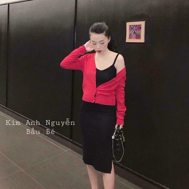 Sét váy len kèm áo cadigan có ảnh thật siêu đẹp