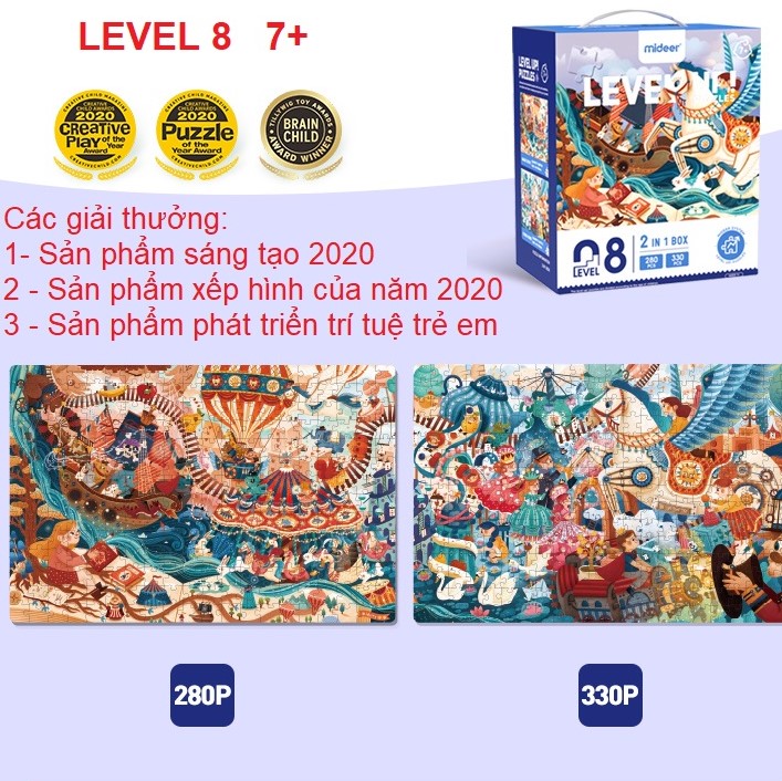 Bộ Xếp Hình Nâng Cao Mideer Advanced Puzzle - Level 8 (Magic Book and Fairy Tales) Dành Cho Bé Gái Từ 6 Tuổi