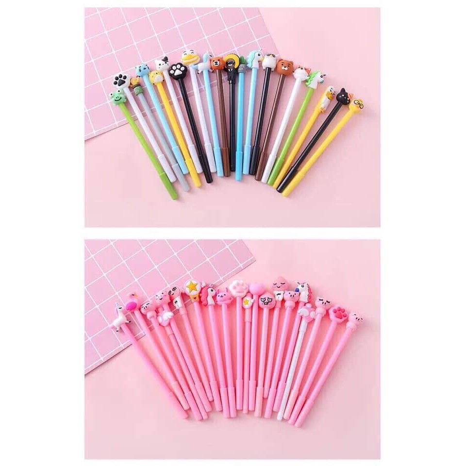 Set 20 bút bi nước hình thú tặng kèm bút chì 2B