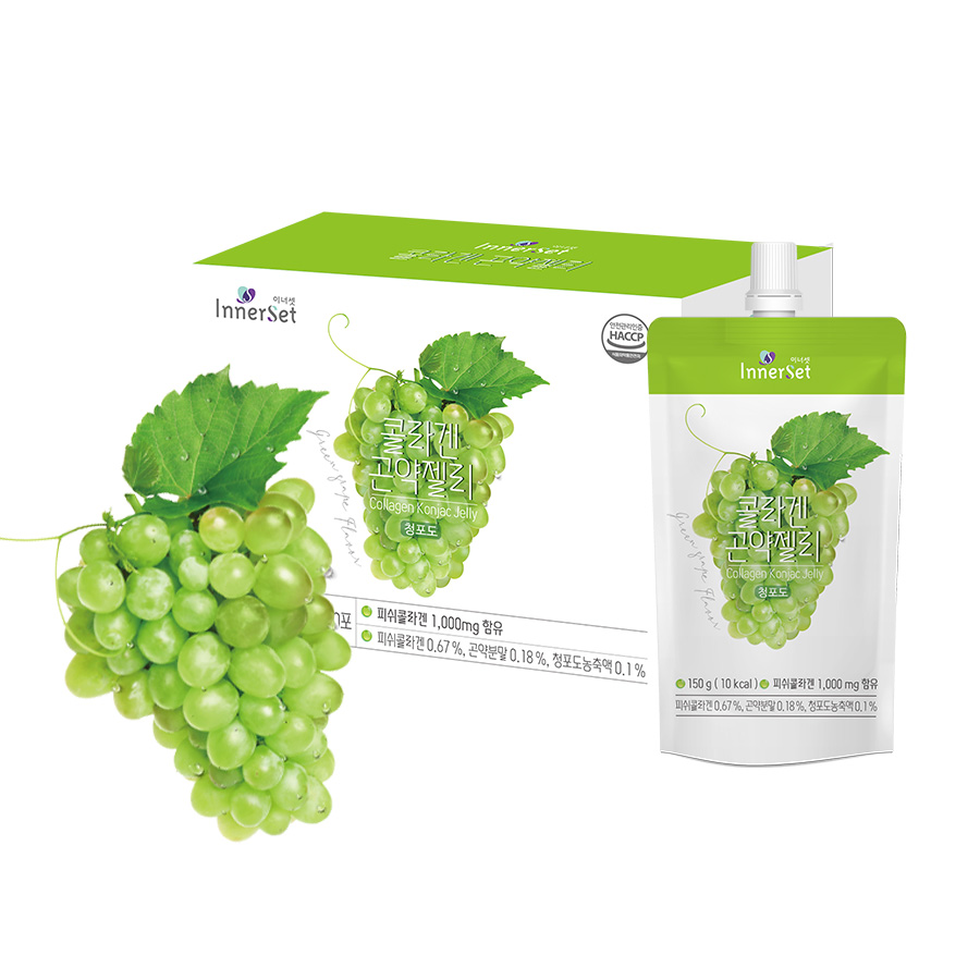 Thạch uống collagen đẹp da giảm cân chiết xuất từ nho xanh - InnerSet Konjac Jelly Green Grape 150ml