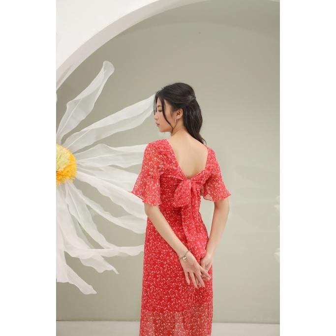 Đầm maxi buộc nơ sau lưng thắt nơ 2 kiểu chất liệu voan lụa mềm mịn, may hai lớp CLARA MARE Stylized Maxi Dress DRE4019