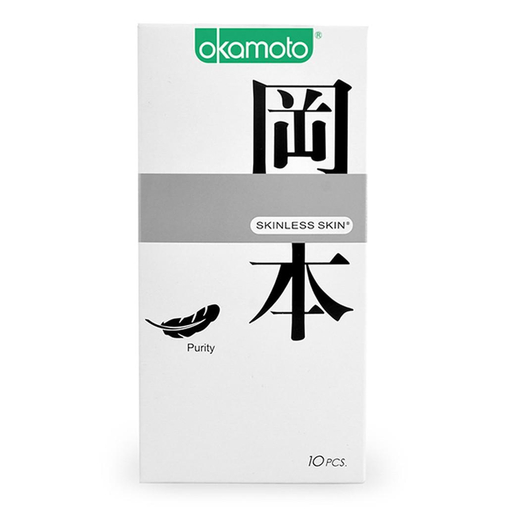 Combo 2 hộp  Bao Cao Su Okamoto Skinless Skin Purity Không Mùi Tinh Khiết Hộp 10 Cái