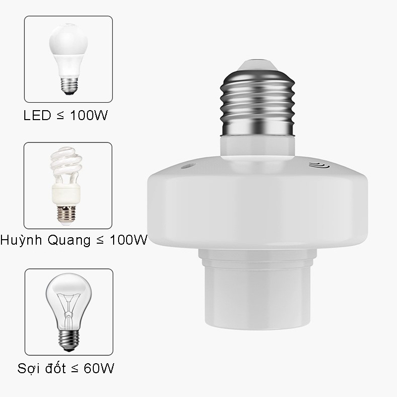 Đui đèn điều khiển từ xa Gonka chế độ hẹn giờ tắt với 2 mốc thời gian, công suất tối đa 220V/100W tiêu chuẩn E27