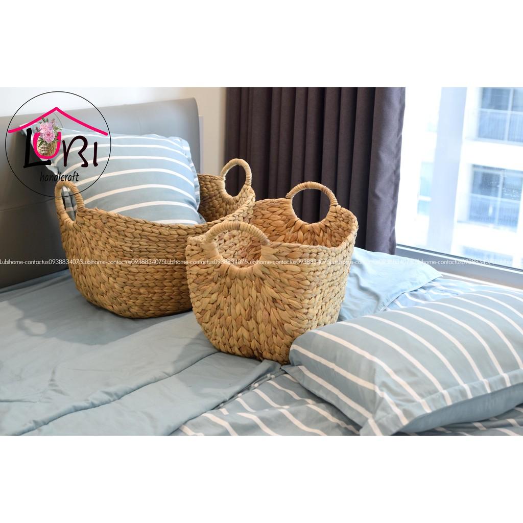 - Giỏ đựng đồ đan lục bình hình thuyền bộ 3 - sang trọng, tinh tế