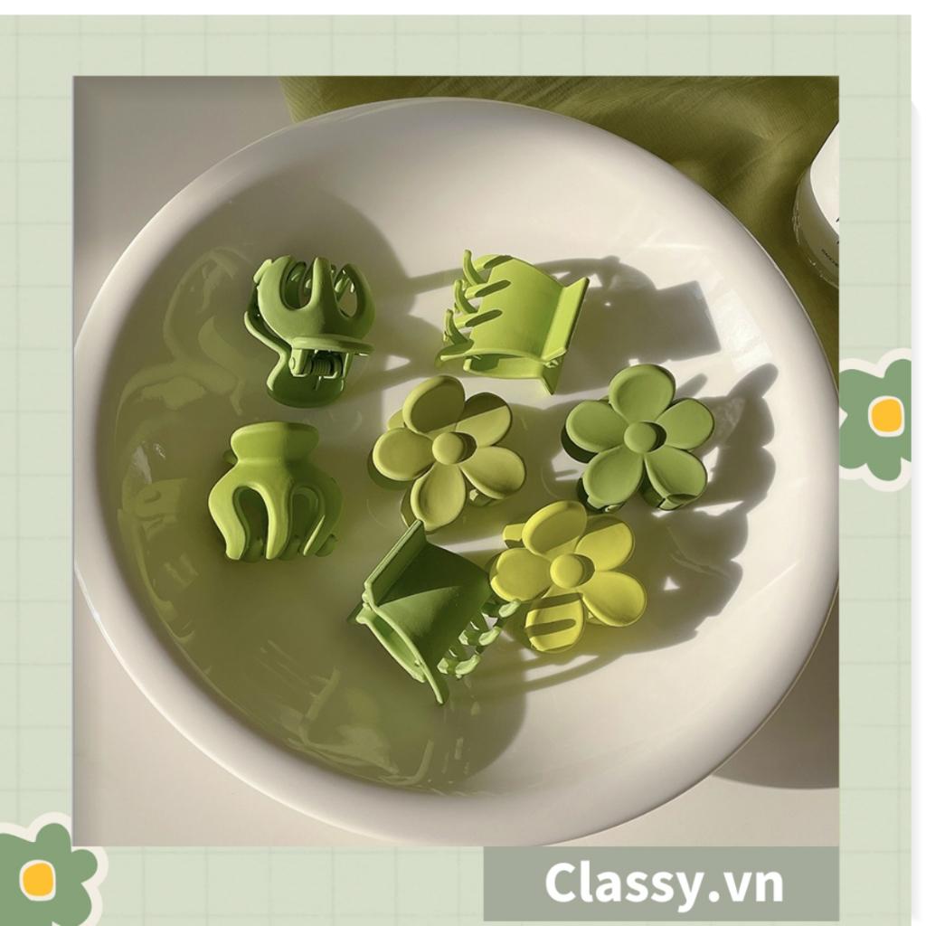 Kẹp tóc càng cua Classy cỡ nhỏ hình bông hoa màu xanh PK1170
