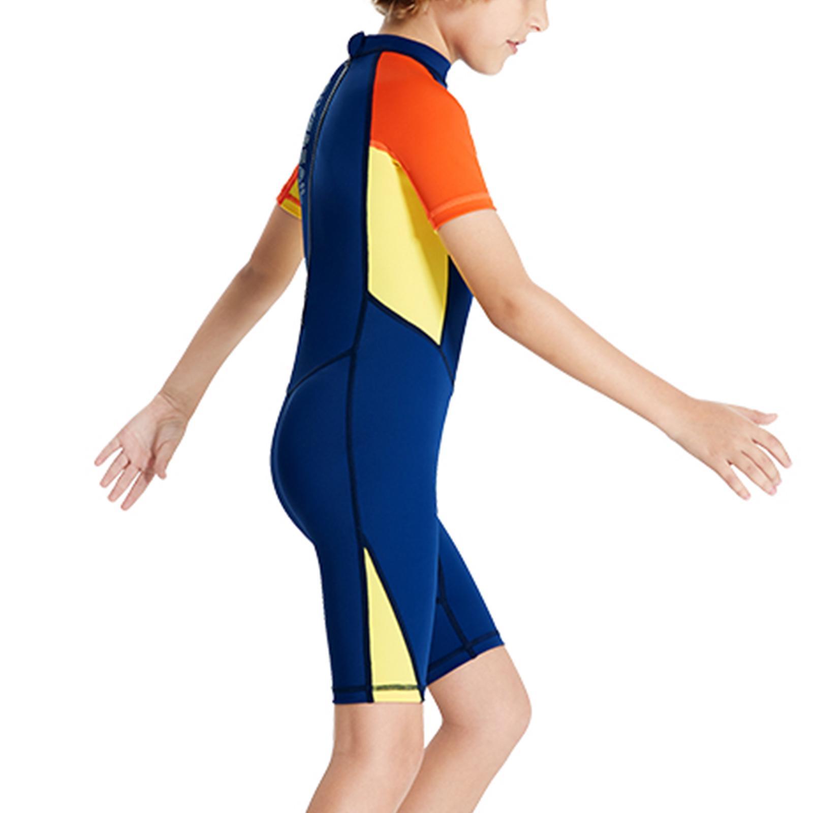 Kids Wetsuits Children Wet Suit Boys Diving Suit Short Sleeve Swimsuit Back Zip Shorty Wetsuit for Swimming Kayaking Diving Surfing