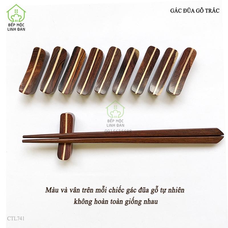 Gác Đũa Gỗ Trắc Tự Nhiên HAHANCO [CTL741] Bộ 10 Chiếc - Kiểu Dáng Hiện Đại