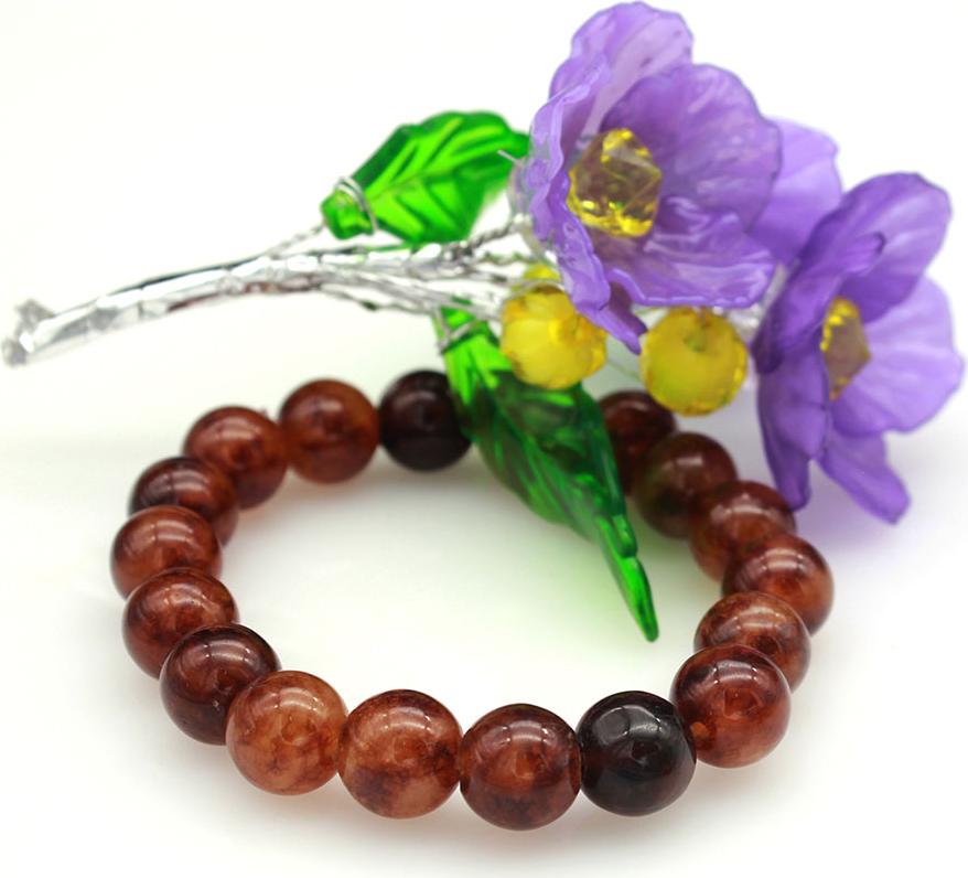 Lắc tay nữ phong thủy Bạc Hiểu Minh ltu364 đá màu nâu