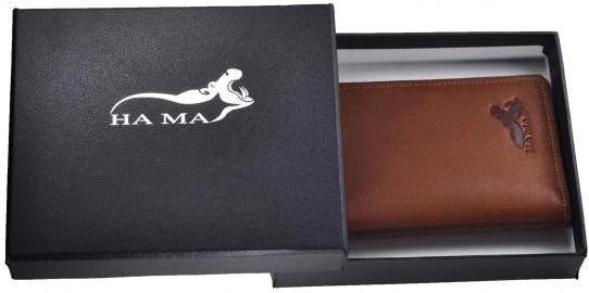 Ví mini unisex da bò thật Hama