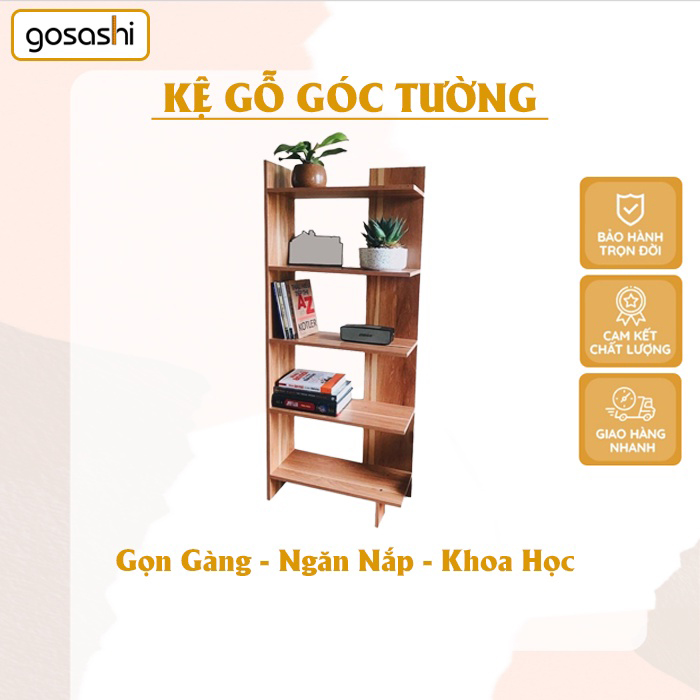 Kệ Góc Tường Đặt Sàn Cao Cấp, Dễ Lắp Đặt, Gỗ MDF Không Cong Vênh Thương Hiệu Gosashi-KGT5T